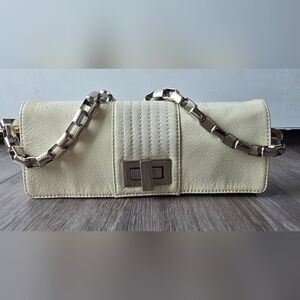 Kooba Penelope Cream Patent Leather Convertible Clutch Chain Strap Y2K